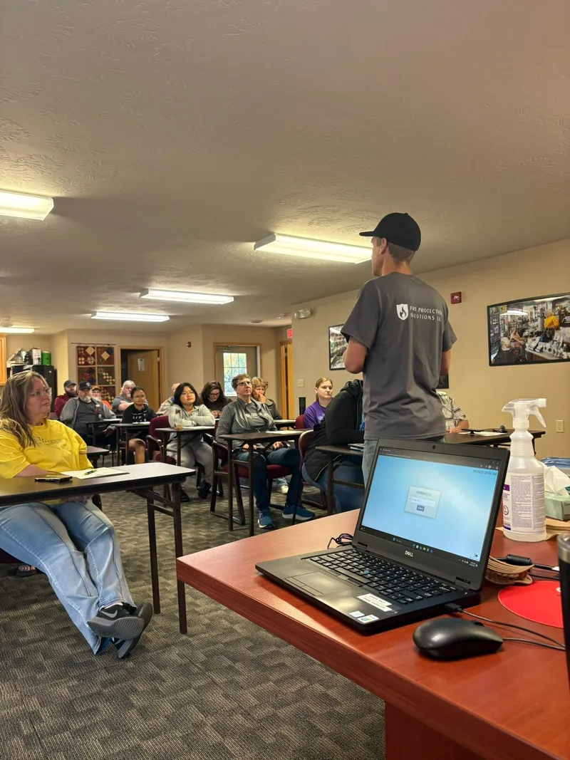 Fire safety training session for staff and residents at Center for Independence in Mitchell, SD